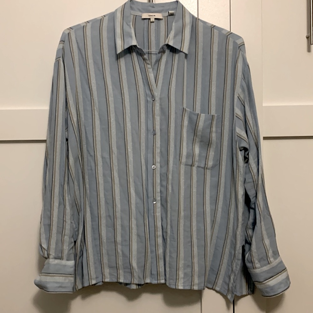 COPY - Vince Light Blue Striped Blouse